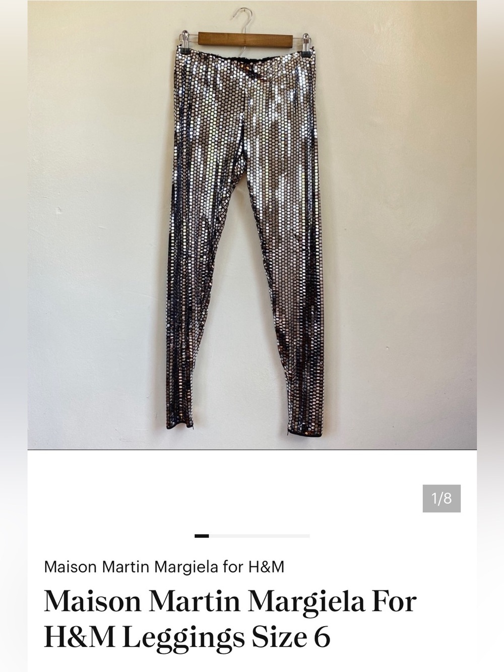 Maison Martin Margiela For H&M Metallic Look Mirrorball Leggings Size 6